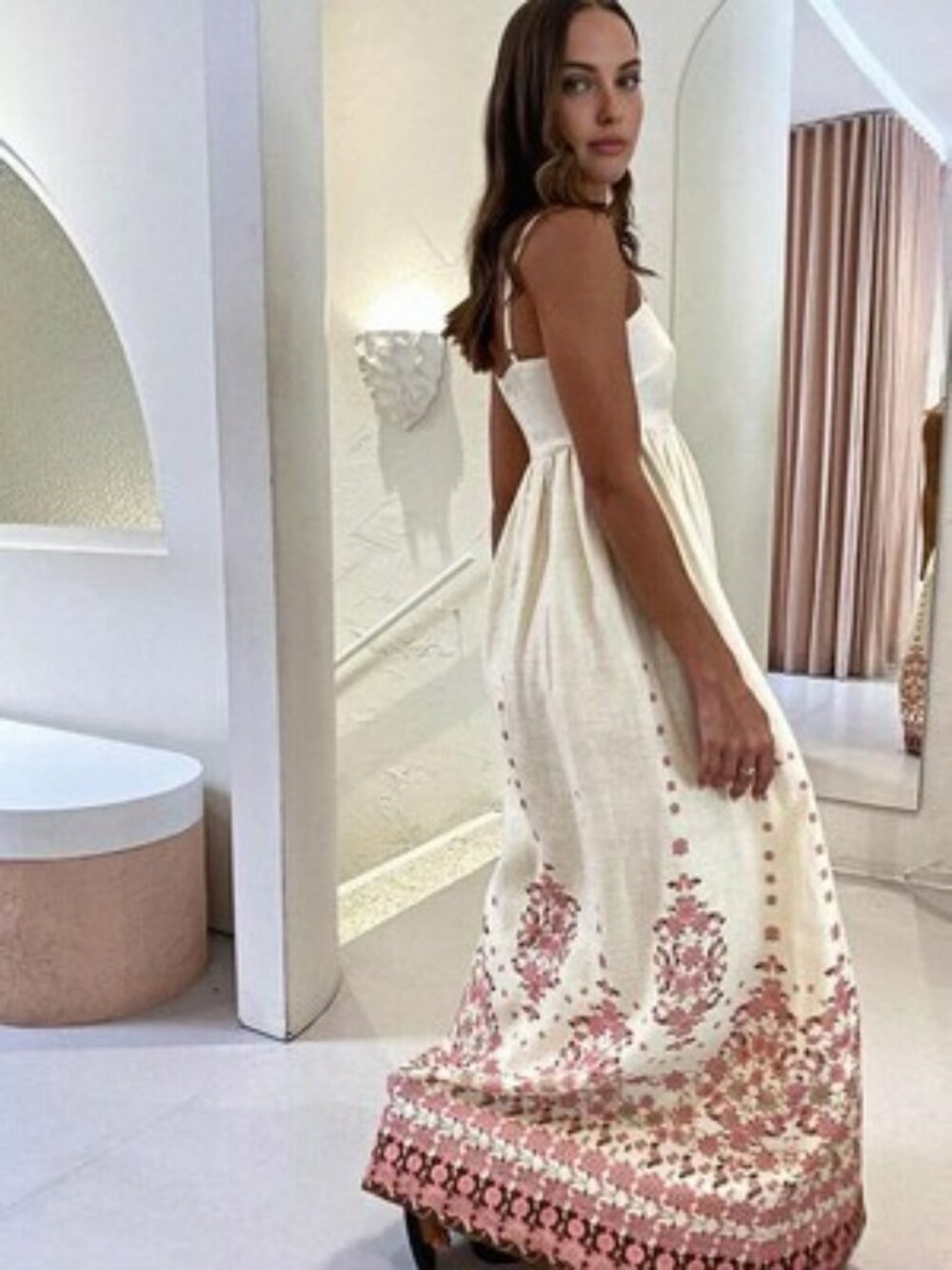 COMMENSE Floral Print Spaghetti Strap Long Maxi Dress Size Large